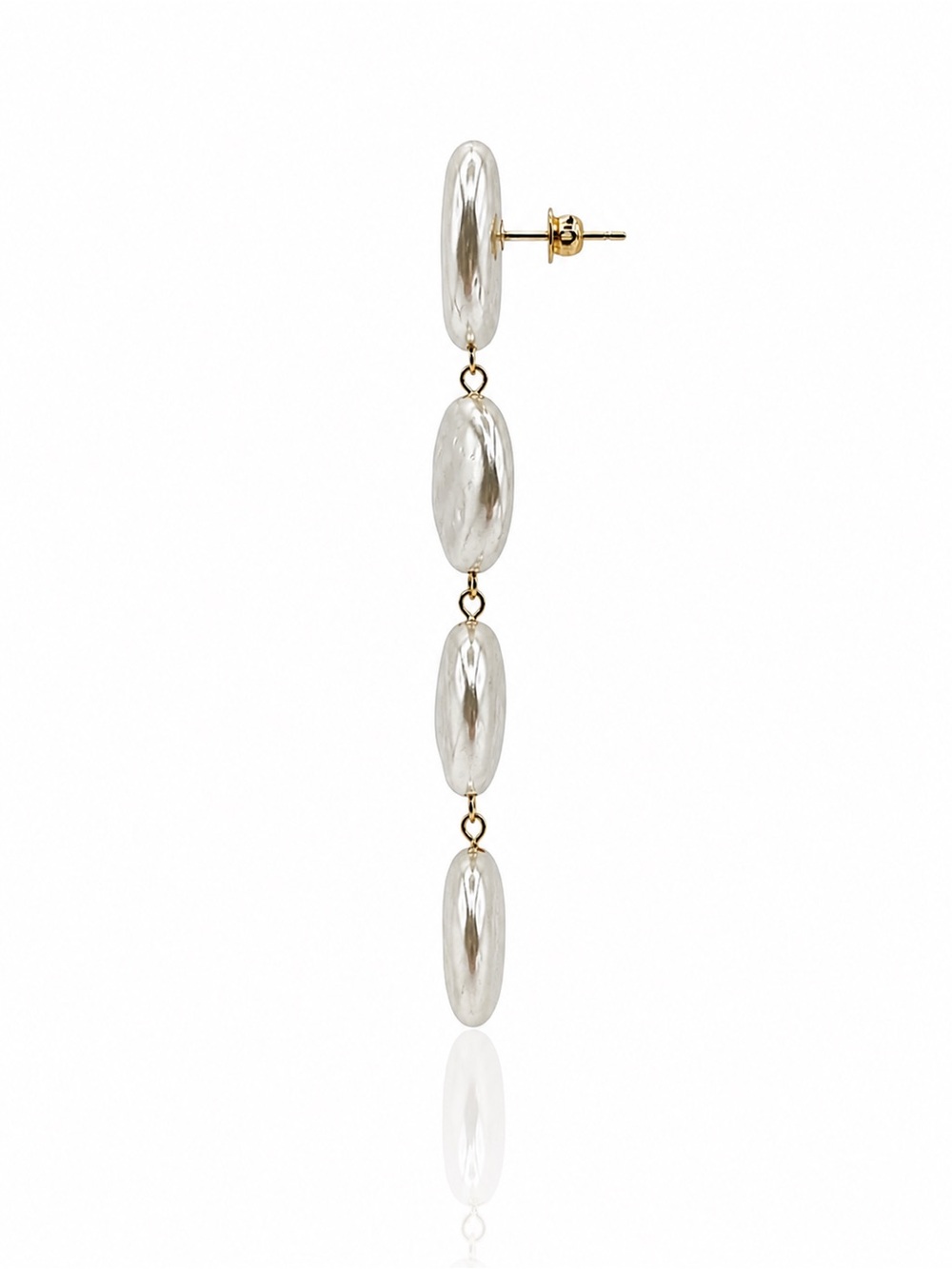 Gold-Tone Faux Pearl Disc Drop Earrings - Picture 2 of 3